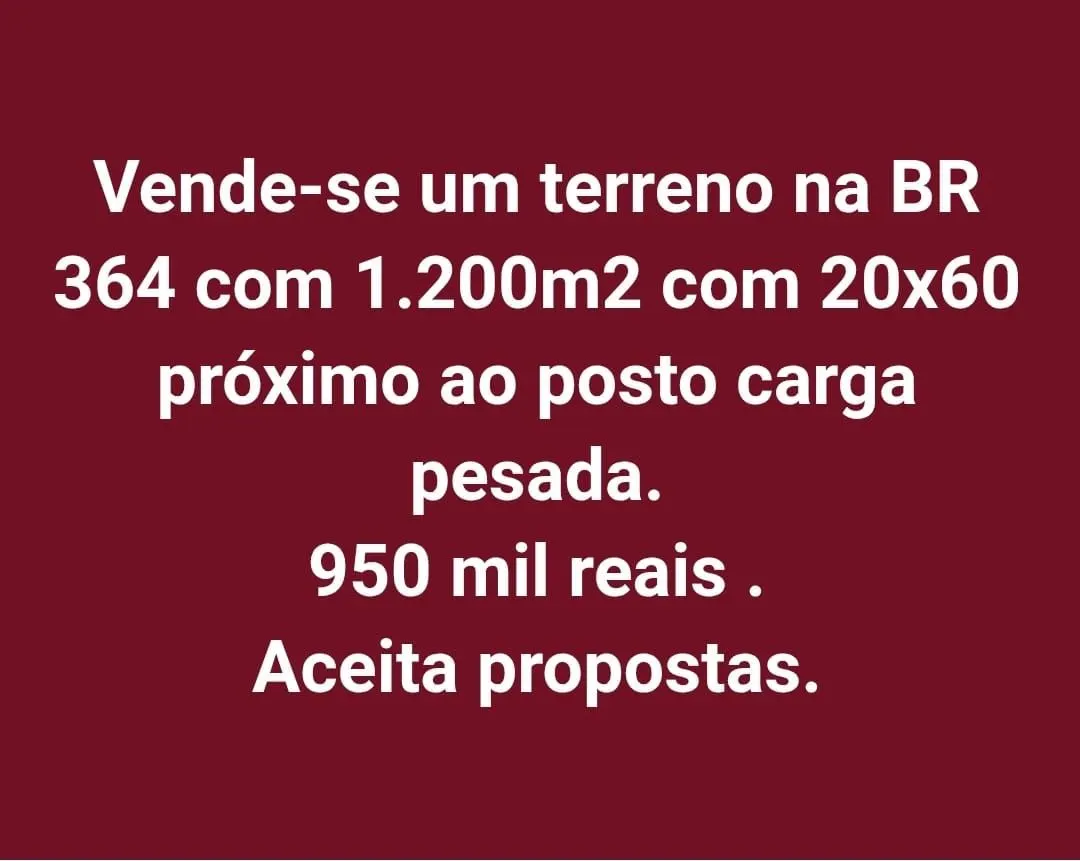 Terreno à venda na BR-364 – Excelente oportunidade!