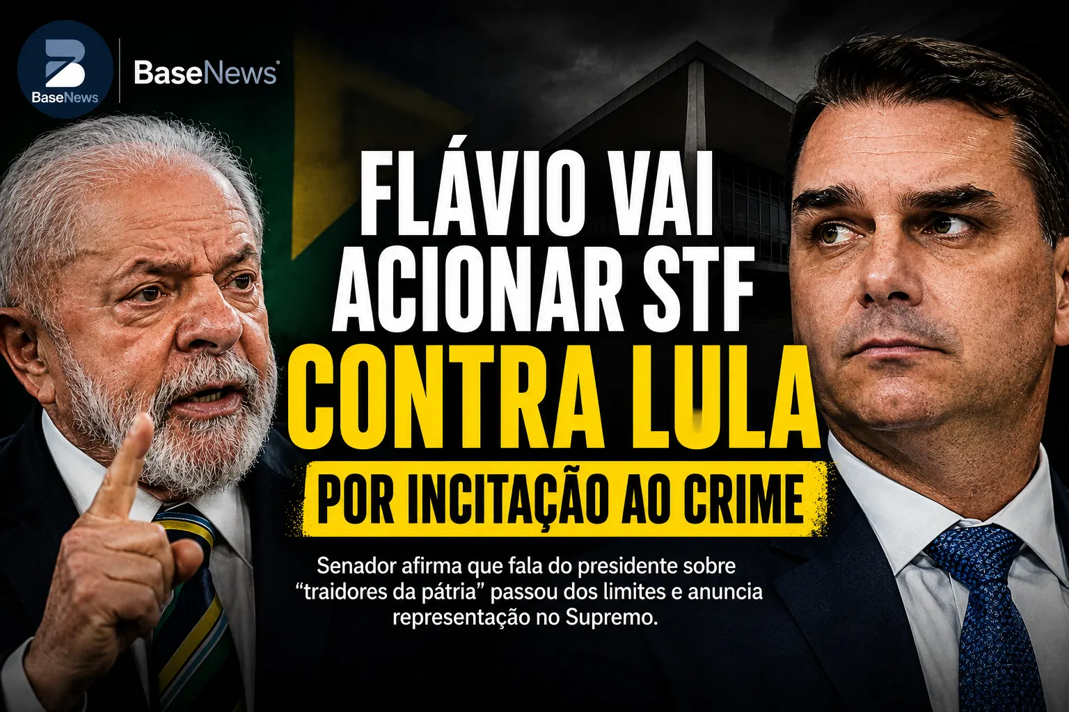 Flávio anuncia ação no STF após fala de Lula sobre “traidores da pátria”