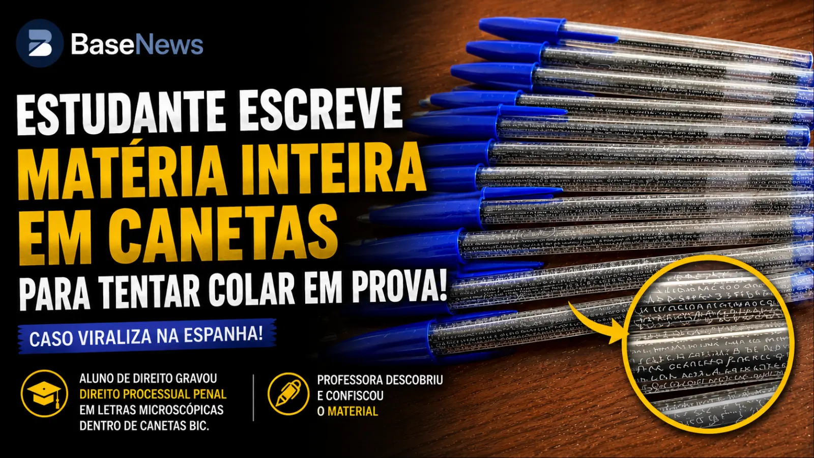 Estudante surpreende professora ao esconder “cola” dentro de canetas BIC e caso viraliza nas redes