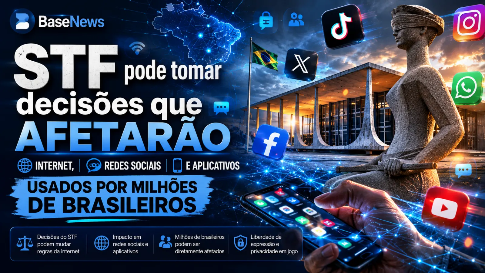 STF pode tomar decisões que afetarão internet, redes sociais e aplicativos usados por milhões de brasileiros