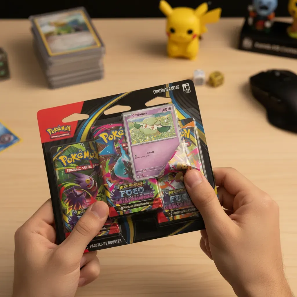 JOGO CARTAS COPAG POKEMON ME02 FOGO FANTASMAGORICO 3X6 +1 CARTA